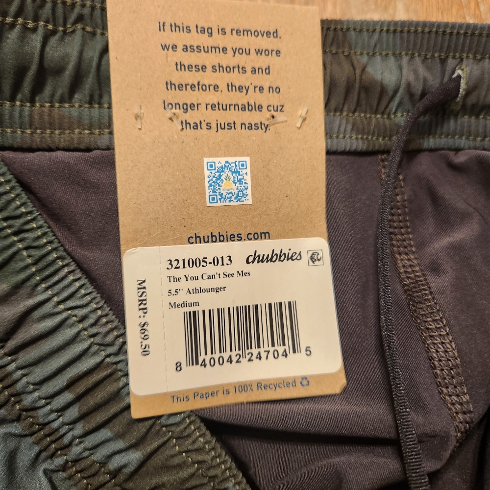 NWT CHUBBIES Men's"You Can't See Mes" Athlounger Green Camo Shorts Size Medium - Picture 8 of 12